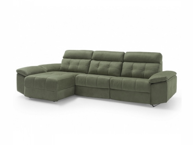 Sofá 3 plazas MD12/1122 con chaise longue, asientos deslizantes y reposa cabezas abatibles en varios tapizados – Mobles Guillen Valencia