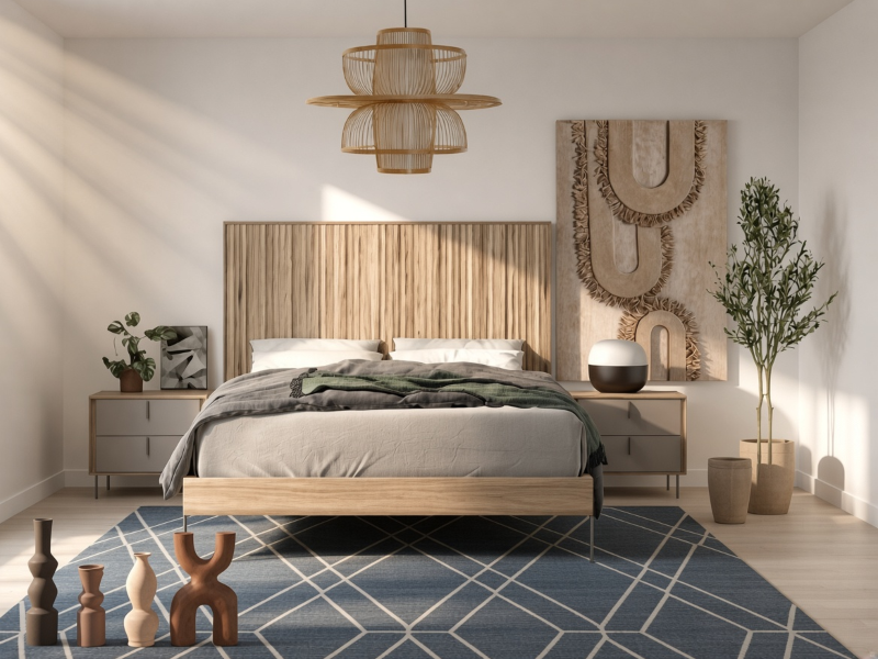 Pack de dormitorio con cabecero y 2 mesitas BS04