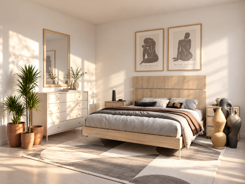 Pack dormitorio con cabecero y 2 mesitas BS104