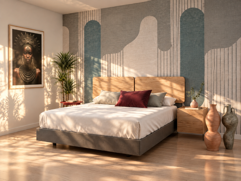 Pack dormitorio con cabecero y 2 mesitas MD201
