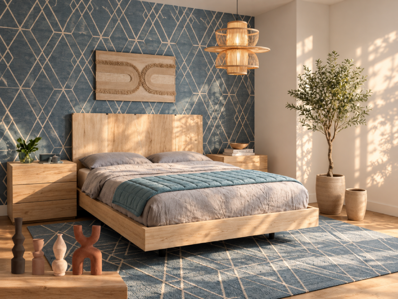 Pack dormitorio con cabecero y 2 mesitas MD50/605