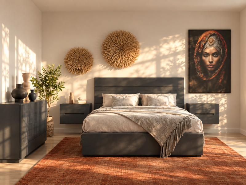 Pack dormitorio con cabecero y 2 mesitas PM77/1226