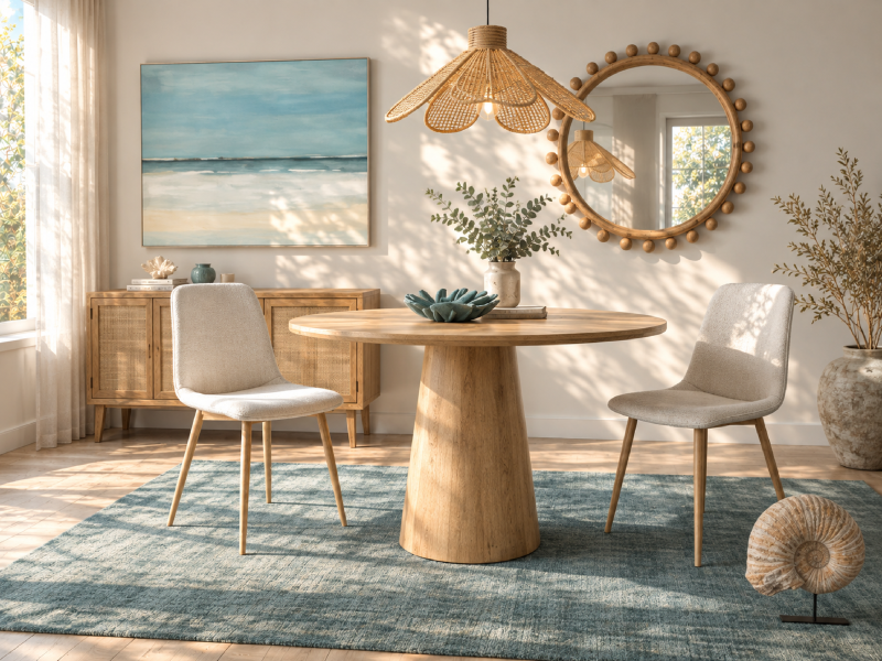 Pack comedor con mesa redonda 120 cm y 4 sillas BS603/667+167