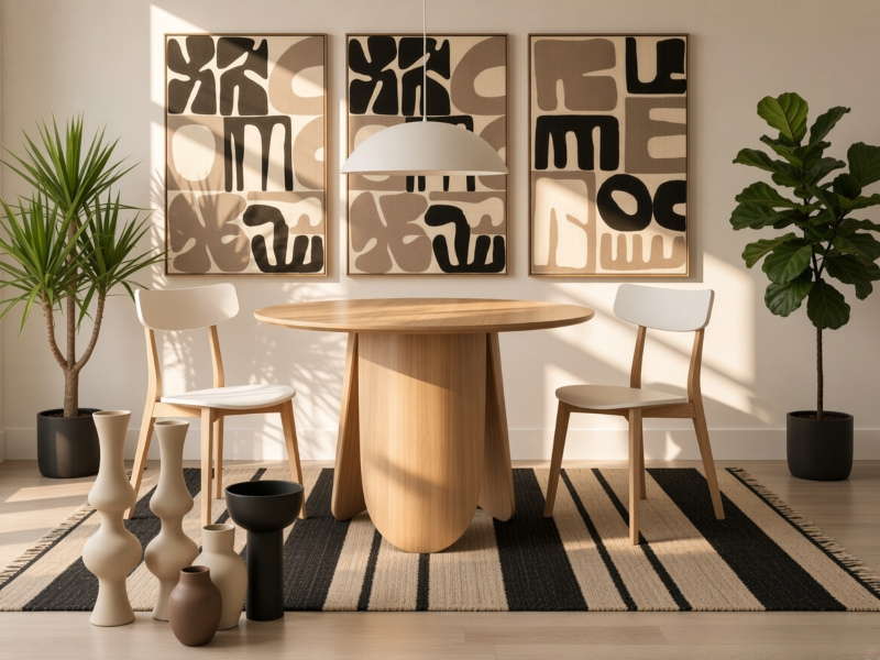 Pack comedor con mesa redonda y 4 sillas BS600/167
