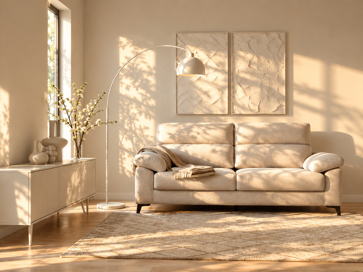 Pack salón con sofá 3 plazas y mueble TV BS223/1222+858