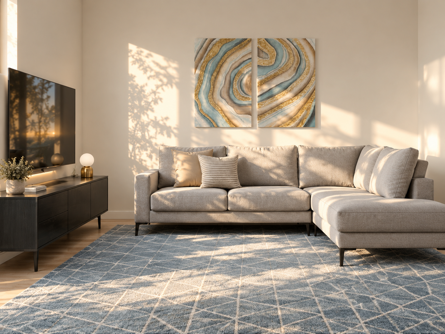 Pack salón con sofá 3 plazas y mueble TV MD216/1122+858