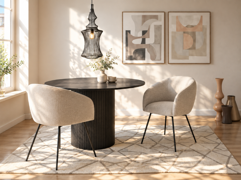 Pack comedor con mesa redonda y 4 sillas MD902/667+167