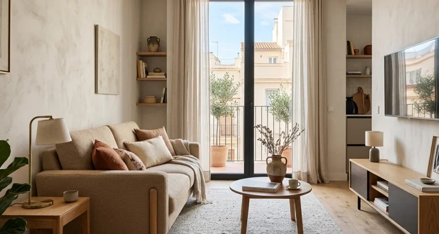 Sofá compacto en un salón pequeño de una vivienda en Valencia