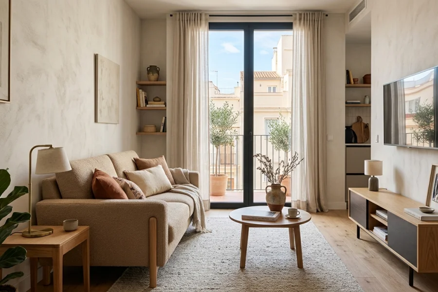 Sofá compacto en un salón pequeño de una vivienda en Valencia