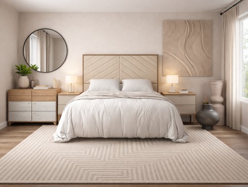 pack de muebles de dormitorio con cama, mesitas de noche y cómoda