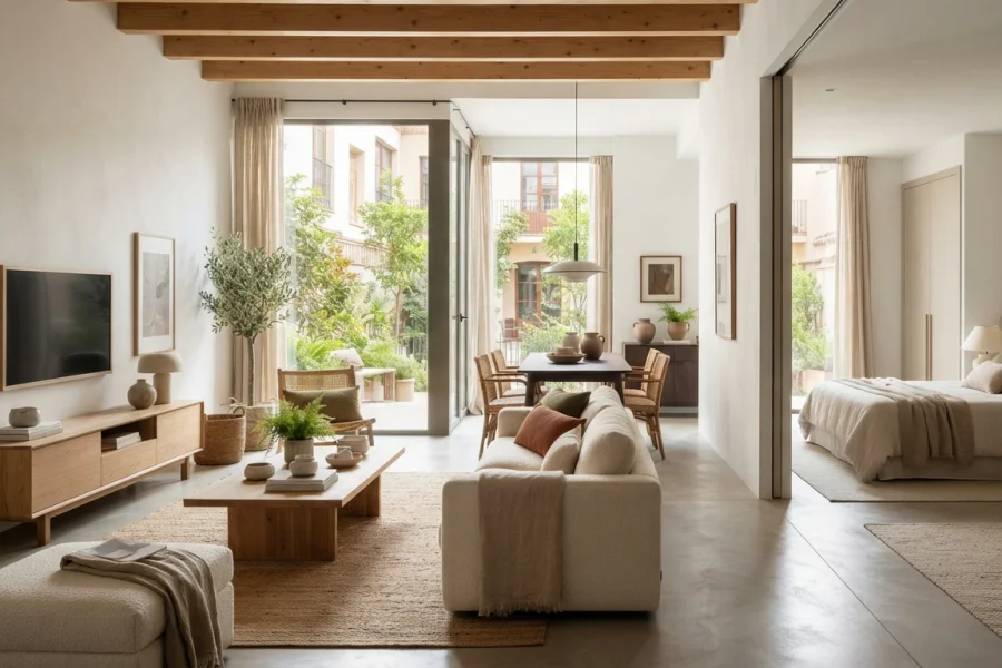 Muebles para salón, comedor y dormitorio en un hogar moderno