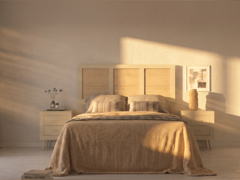 Pack dormitorio con cabecero y mesitas BS803
